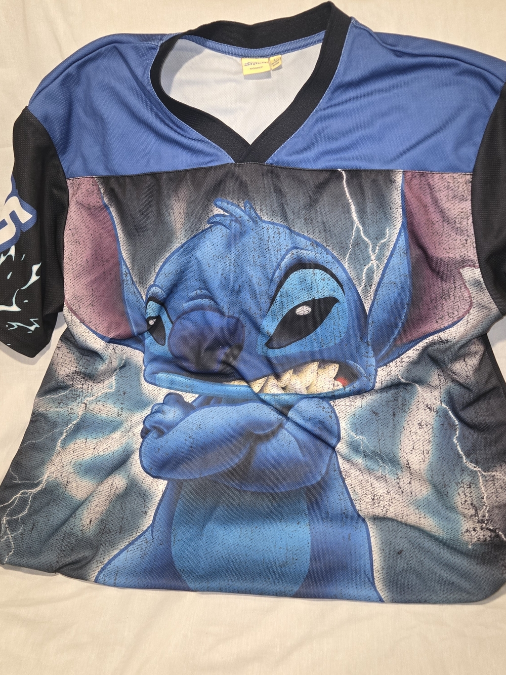 Disney Blue Stitch Graphic Jersey Top Oversized Relaxed Fit